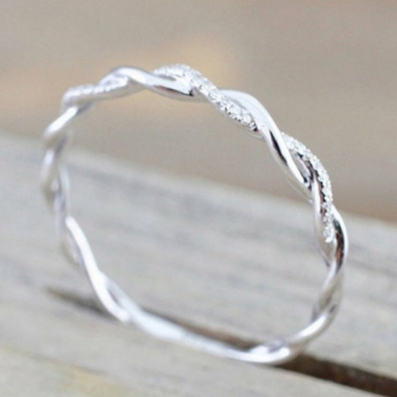 New Sterling Silver Twisted Eternity Band Ring - Picture 2 of 3